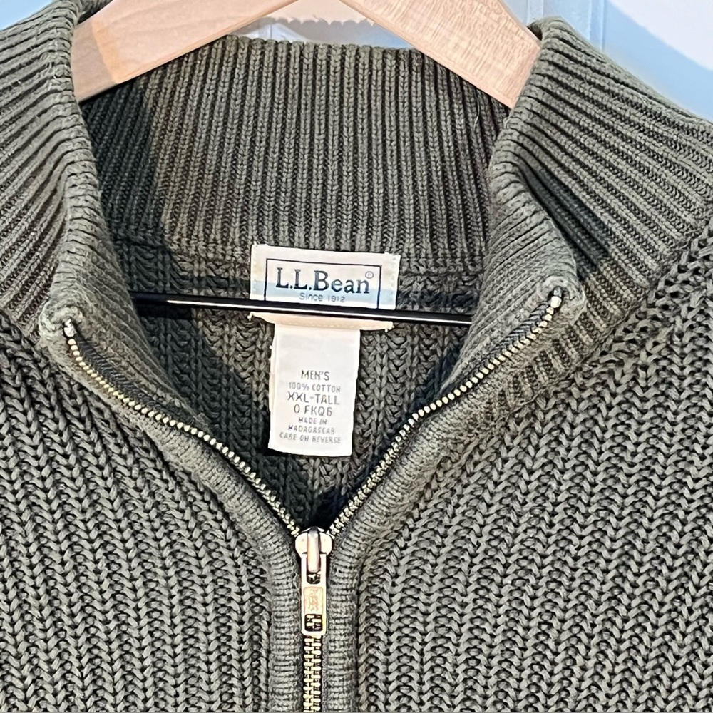 L.L. Bean Full Zip-Up Olive Sweater Jacket Men’s XXL TALL